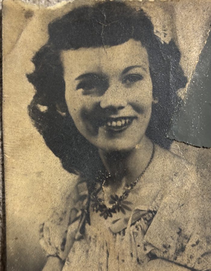Original cracked and stained portrait